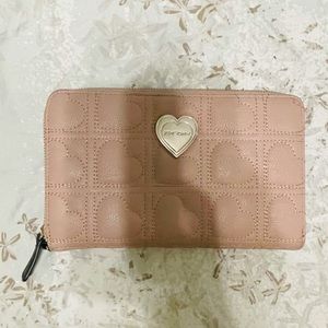 Betsey Johnson Quilted Heart Zip Around Wristlet